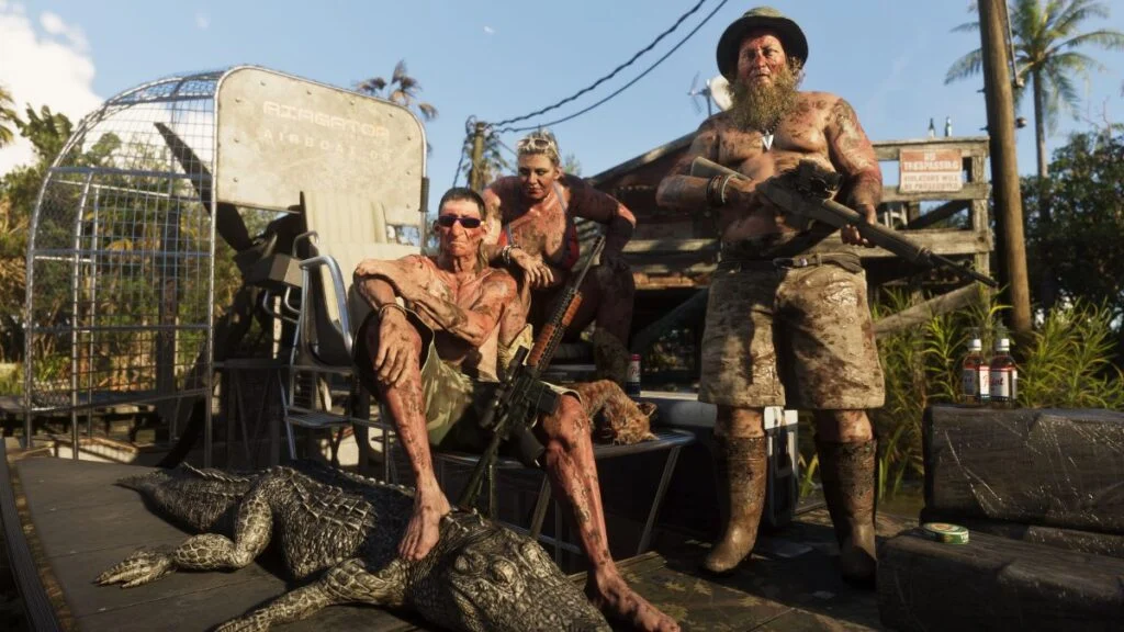 A group of hunters and an alligator in Leonida